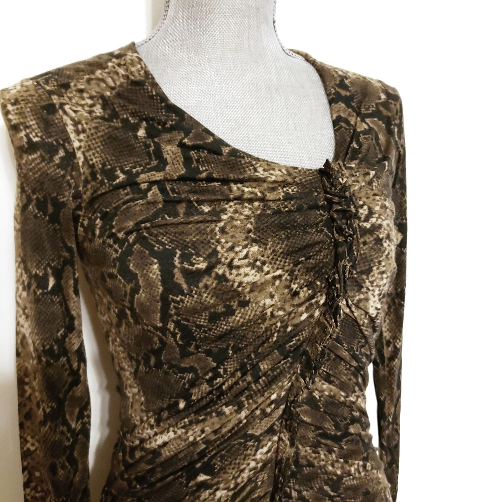 Kenneth Cole Long Sleeve Python Print Ruched Dress - image 5